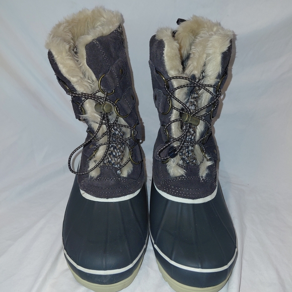 Khombu Black and Brown Winter Women's Boots with Faux Fur Sz 9 - Picture 3 of 9